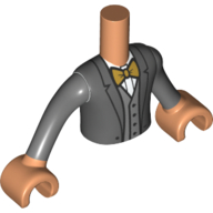 Minidoll Torso Boy with Dark Bluish Grey Jacket, White Shirt, Bow Tie, Nougat Hands Nougat