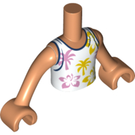 Minidoll Torso Boy with White Shirt, Dark Blue Trim, Palm Trees, Nougat Arms and Hands Nougat