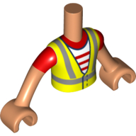 Minidoll Torso Boy with High-Visibility Jacket, Red/White Stripes Shirt print, Nougat Arms and Hands Nougat