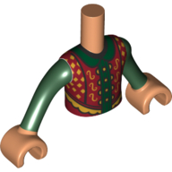 Minidoll Torso Boy Red/Gold Tunic, Dark Green Shirt print, Nougat Hands Nougat