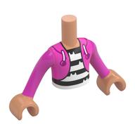 Minidoll Torso Boy with Dark Pink Jacket, White/Black Stripes Shirt print, Nougat Arms and Hands Nougat