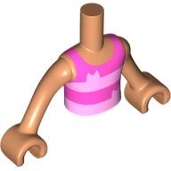 Minidoll Torso Boy with Dark Pink/Bright Pink Stripes Shirt, Nougat Arms and Hands Nougat