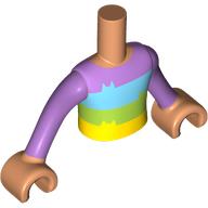 Minidoll Torso Boy with Lavender/Medium Azure/Lime/Yellow Stripes Shirt, Nougat Arms and Hands Nougat