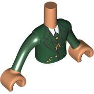 Minidoll Torso Boy with Dark Green Jacket, Gold Decorations, Buttons, White Shirt print, Dark Green Arms, Nougat Hands Nougat