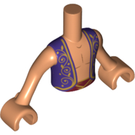 Minidoll Torso Boy with Dark Blue Vest with Gold Trim, Bare Chest, Dark Red Belt (Aladdin) Nougat