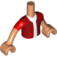 Minidoll Torso Boy with Red Plaid Shirt/Jacket, White Shirt, Nougat Hands Nougat