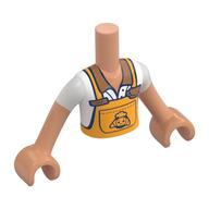 Minidoll Torso Boy with Bright Light Orange Apron, White Shirt print, Nougat Arms and Hands Nougat