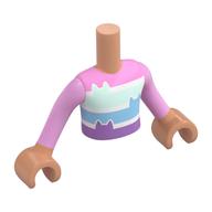 Minidoll Torso Boy with Bright Pink/White/Medium Blue/Lavender Top, Kitten Ears print, Bright Pink Arms and Nougat Hands Nougat