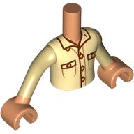 Minidoll Torso Boy with Shirt, Reddish Brown Buttons, Pockets print, Nougat Arms and Hands Nougat