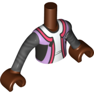 Minidoll Torso Boy with Dark Titanium Arms Coral/Lavender Wet-suit, White Shirt print, Reddish Brown Hands Reddish Brown