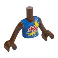Minidoll Torso Boy with Reddish Brown Arms and Hands, Blue Shirt, Red/White Symbols, Yellow Splash print Reddish Brown