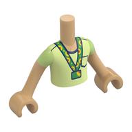 Minidoll Torso Boy with Warm Tan Arms and Hands with Yellowish Green Shirt, Green Sunflower Lanyard print Warmes Beige