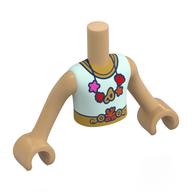 Minidoll Torso Boy with Warm Tan Arms and Hands with Light Aqua Shrt, Gold Belt, Star, Shells On Necklace print Warm Tan