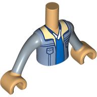Minidoll Torso Boy with Sand Blue Jacket, Blue Shirt, White Color print, Warm Tan Arms and Hands Warm Tan