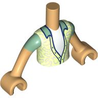 Minidoll Torso Boy with Yellowish Green Jacket, Sand Blue Sleeves, White Shirt print, Warm Tan Arms and Hands Warm Tan