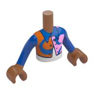 Minidoll Torso Boy with Sienna Brown Arms and Hands with Blue Jacket, Reddish Orange/Bright Pink Shapes, White Shirt print Sienna Brown