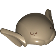 Head Top Goblin with Ears and Dark Bluish Gray Hair Lines Print Dark Tan