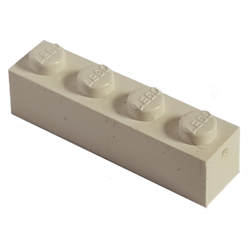 Modulex Brick 1 × 4 with LEGO on Stud in Modulex White