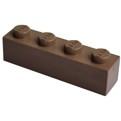 Modulex Brick 1 × 4 with LEGO on Stud Modulex Brown