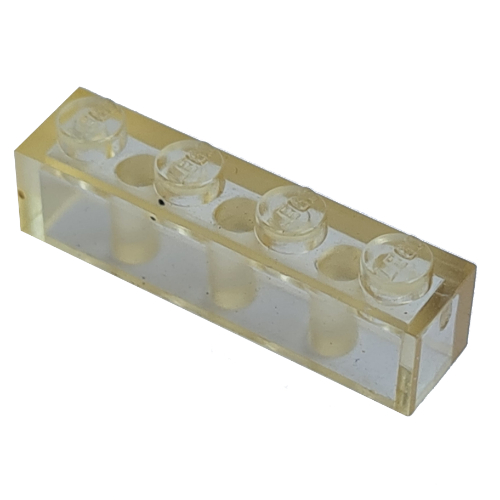 Modulex Stein 1 × 4 mit LEGO auf Noppe