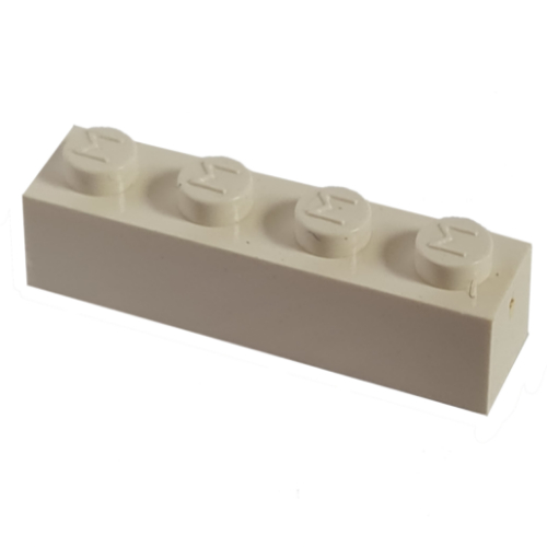 Modulex Brick 1 × 4 with M on Stud Modulex White