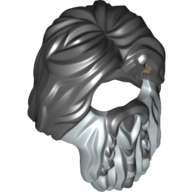 Hair with Beard Braided Dark Bluish Gray and Metallic Silver Print [Bifur] Black