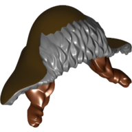 Hair and Hat with Flaps, Fur-lined and Dark Brown Braided Hair Print Dark Bluish Gray