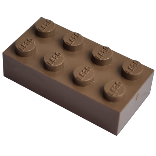 Modulex Brick 2 × 4 with LEGO on Studs Modulex Brown