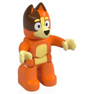 Duplo Figure Dog Large with Dark Orange Head, Bright Light Yellow Chest, Hands (Chilli) Orange
