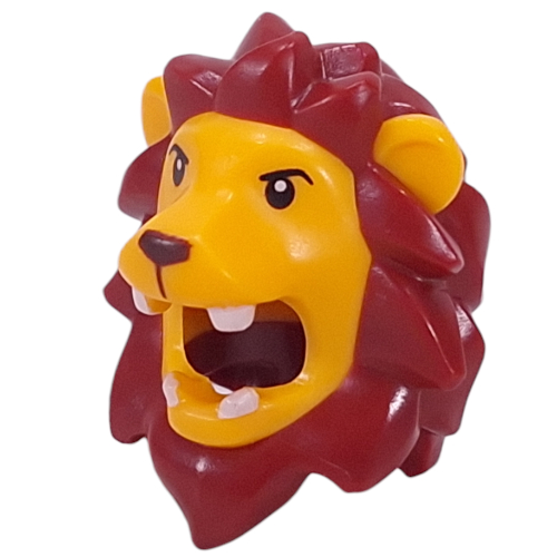 Costume / Mask, Lion with Dark Red Mane, Black Eyes, White Fangs print Leuchtendes Hellorange