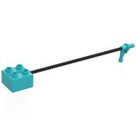 Duplo Brick, 2 × 2 with Black Hose and Nozzle Medium Azure