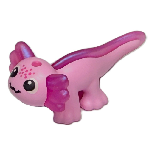 Animal, Axolotl with Opal Trans-Pink Tail, Ears Pattern, Face print Bright Pink