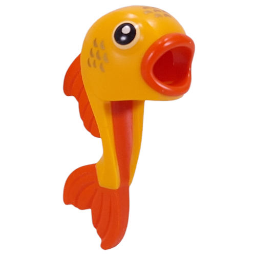 Costume / Mask, Gold Fish with Reddish Orange Fins, Mouth, Bright Light Yellow/Black Eyes print Bright Light Orange