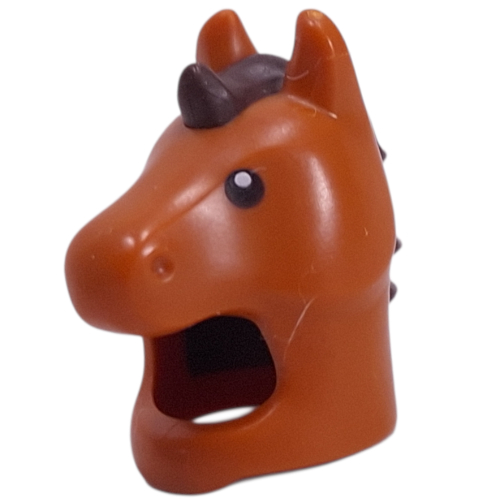Costume / Mask, Horse with Dark Brown Mane, Black Eyes print Dunkelorange