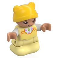 Duplo Figure Baby, Yellow Hat, Nougat Head Bright Light Yellow