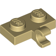 Plate Special 1 × 2 with Clip Horizontal on Side Tan
