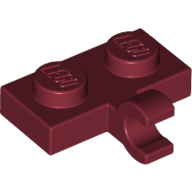 Plate Special 1 × 2 with Clip Horizontal on Side Dunkelrot
