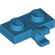 Plate Special 1 × 2 with Clip Horizontal on Side Dunkelazur