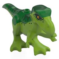 Animal, Dinosaur, T-rex Baby with Yellow Eyes, Dark Green Top print Lime