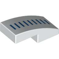 Brick Curved 2 × 1 No Studs with Dark Azure Lines print White