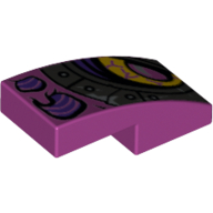 Brick Curved 2 × 1 No Studs with Yellow Eye, Metal Pink Pupil, Silver Armor print Magenta