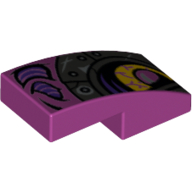 Brick Curved 2 × 1 No Studs with Yellow Eye, Metal Pink Pupil, Silver Armor print Magenta