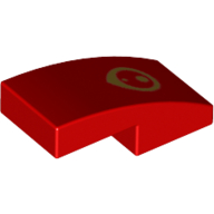 Brick Curved 2 × 1 No Studs with Gold Eye print Rot