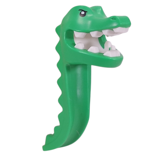 Costume / Mask, Crocodile with Black Eyes, White Teeth print Bright Green
