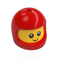 Minifig Head Special, Baby with Red Helmet pattern, Face print Gelb