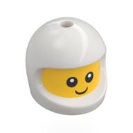 Minifig Head Special, Baby with White Helmet pattern, Face print Gelb