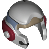 Helmet Rebel with Check Protectors with Dark Red Ear Pieces Print Light Bluish Gray