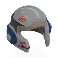 Helmet Rebel with Cheek Protectors (Star Wars) with Dark Tan Visor, Dark Blue/Black Bands, Red Markings print Hellblaugrau