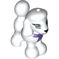 Animal, Dog, Poodle with Purple Bow, Blue Eyes, Black Nose and Mouth Print White