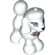 Animal, Dog, Poodle with Pink Collar, Blue Eyes, Black Nose and Mouth Print Weiß